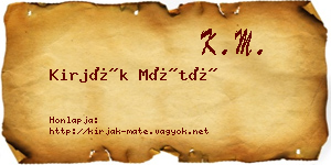 Kirják Máté névjegykártya